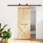 vidaXL Преплъзваща се врата 80 x 210 cm Естествено и черно (3444999)