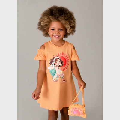 Mayoral Оранжева рокля cut out с чанта за мини момиче Mayoral