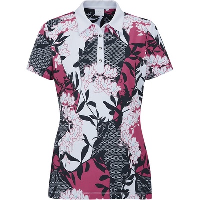 Ping Rumour Ladies Printed Polo Shirt Damske Pink Blossom Multi