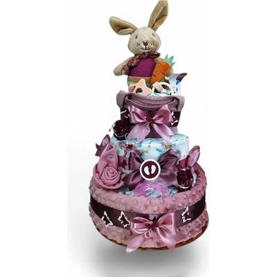 BabyTorta trojposchodová plienková torta pre dievčatko ZAJAČIK KARO