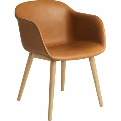 Muuto Fiber Wood Base Upholstered Refine Leather Congnac / Oak