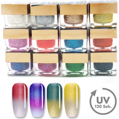 EZ Flow 02 Briliant UV gel na nehty jednofázový čirý s třpytkami modelovací gel na nehty sada 8 ml 12 ks