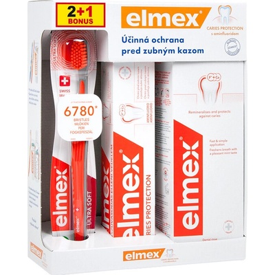 Elmex Caries Protection zubná kefka 1 ks + zubná pasta 75 ml + ústna voda 400 ml darčeková sada