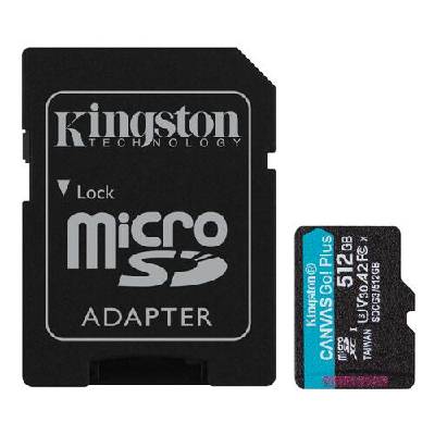 Canvas Go! Plus microSDXC 512GB (SDCG4/512GB) Class 10 UHS-I U3 V30 A2 - до 200/160MB/s, с SD адаптер (512G SDMIC KINGST CANV GO+ G4)