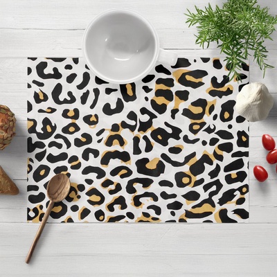 Biante bavlna prostírání Sandra SA-409 Leopardí vzor na bílém 30x40cm