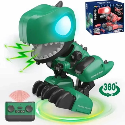 Crazon Детска играчка Интерактивен сглобяем динозавър Дино с rc в зелен цвят