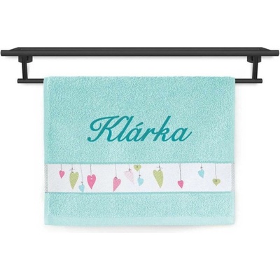 Povlečení Plus malý ručník se jménem na přání 30 x 50 cm barevná srdíčka mint