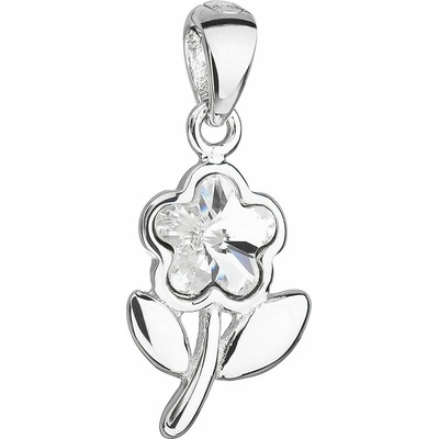 Pavona Strieborný prívesok s krištálom Swarovski biela kvetina 34239.1