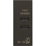 Vimar 30292. CCG USB Контакт Linea, C+C 15W 3A 5V 1M, Black, (VM30292.CCG)