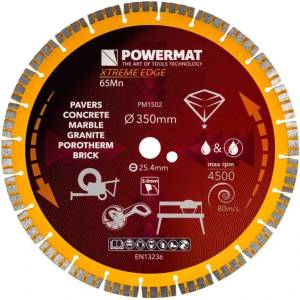 Powermat Диамантен диск за бетон, камък, гранит powermat pm-tdcs-3501t/ 350 мм (pm1502)