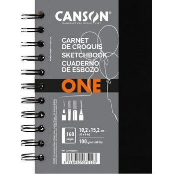 Canson Book Spiral-Bound Short Side One Скицник 15, 2 x 10, 2 cm 100 g Portrait (C400039210)