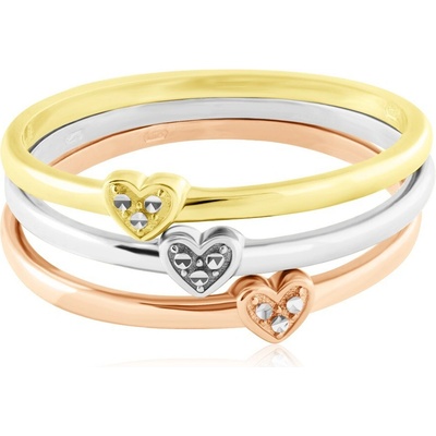 Gemmax Prsten složený ze 3 prstýnků se srdíčkem ze žlutého GLRCN 02622
