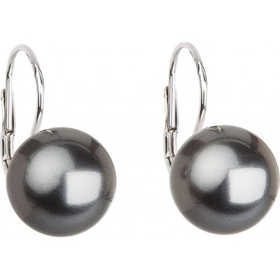 Pavona stříbrné náušnice visací s perlou tmavě šedou kulaté 31144.3 dark grey