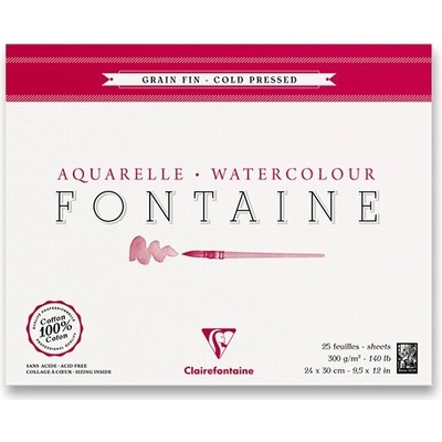 Clairefontaine Akvarelový blok Fontaine Cold Pressed 24 x 30 cm 25 listů 300 g
