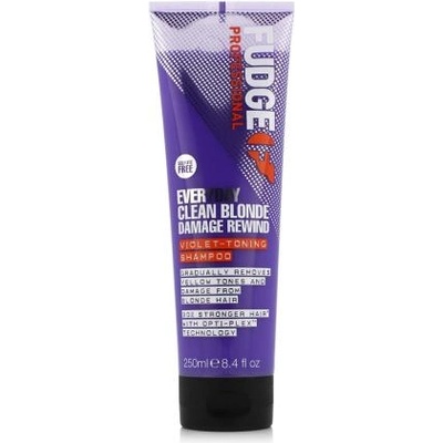 Fudge Professional Clean Blonde Everyday Damage Rewind Violet-Toning Shampoo 250 ml шампоан за възстановяване и блясък на руса коса унисекс