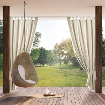 Eurofirany Závěs 155x200 cm voděodolný matný polyester světle béžový GARDEN