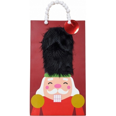 žiadna značka Vianočná darčeková taška s postavou v červenej čiapke 33 x 26 cm