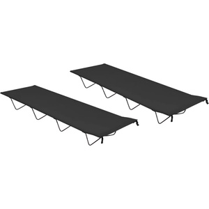 vidaXL Къмпинг легла 2 бр 180х60х19 см плат оксфорд и стомана черни (312484)
