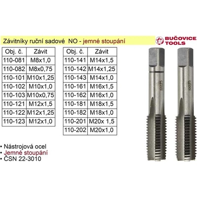 Závitníky ruční sadové M20x2,0 jemný závit