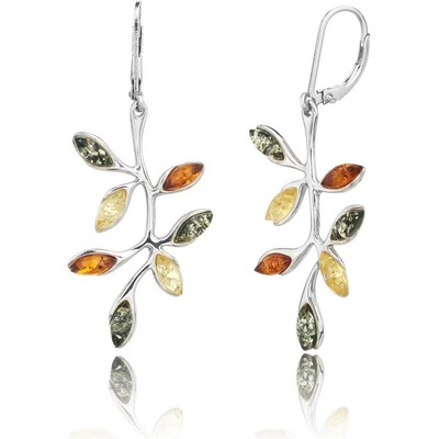 Jan Kos jewellery stříbrné náušnice s jantarem 12125416