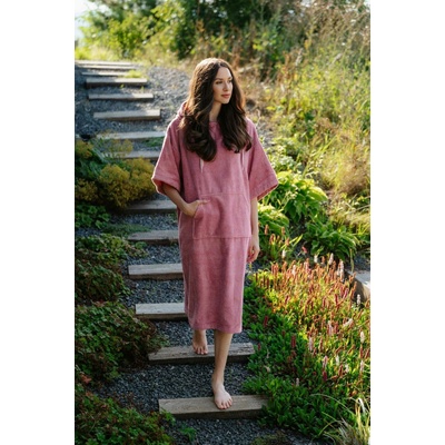 Dámské bambusové plážové pončo Pudrová růžová – Zboží Mobilmania