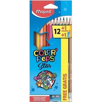 Maped Color Peps star pastelky 12 ks + ořezávátko a tužka