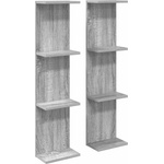 vidaXL Стенен рафт 2 бр. Сив Сонома 25 x 15 x 100 см (8012391)
