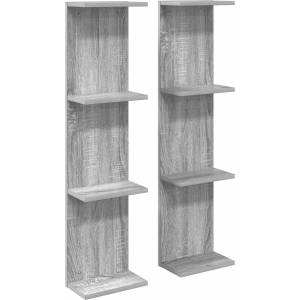 vidaXL Стенен рафт 2 бр. Сив Сонома 25 x 15 x 100 см (8012391)