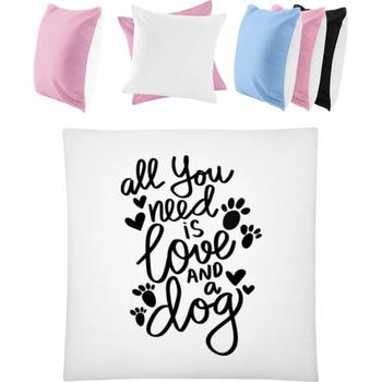 Darčeky PrintEQ Farebný Vankúš Dizajn s nápisom Pes a Láska Biela Anitcká Ružová 40x40