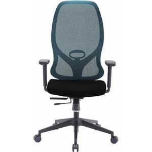 RFG Директорски стол rfg star hb, до 150кг, дамаска/меш, люлеещ механизъм, коригиране на височината и дълбочината, газов амортисьор, заключване на облегалката, лумбална опора, черно-син