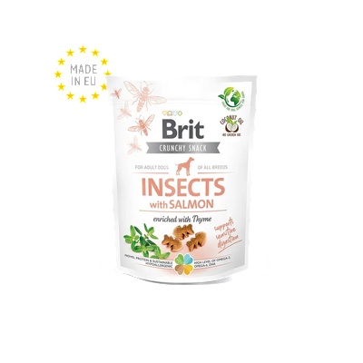 Brit Care Crunchy Cracker. Insects with Salmon enriched with ThymeBrit Care Crunchy Cracker Insects with Salmon and Thyme-лакомства с насекоми, сьомга и мащерка, 200gr