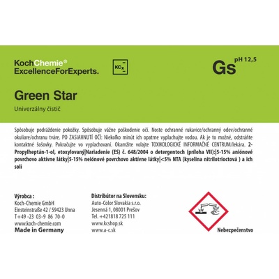 Koch Chemie Produktová etiketa Green Star