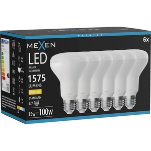 Mexen Nova 6x LED крушка E27, R80, 15W, Топла - 3000K, 1575 lm - L105-E27-1530-01x06 (L105-E27-1530-01x06)