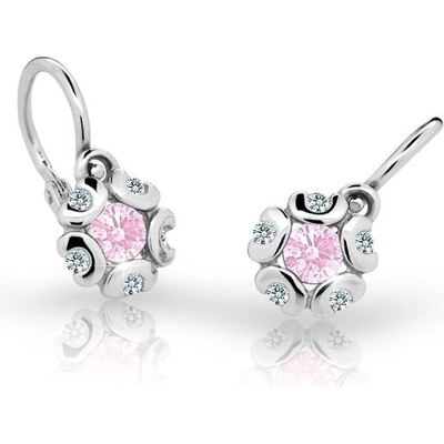 Danfil detské náušnice kvetiny C2178 z bieleho zlata pink brizura