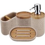 Nimco Kora - Комплект аксесоари за баня 4 в 1, пясъчно бежово/бамбук KO 24000SET-86 (KO 24000SET-86)