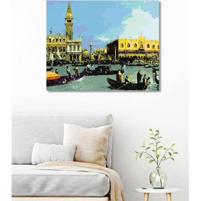 Zuty Malování podle čísel NÁVRAT BUCINTORA DO PŘÍSTAVU NA SVÁTEK NANEBEVSTOUPENÍ CANALETTO