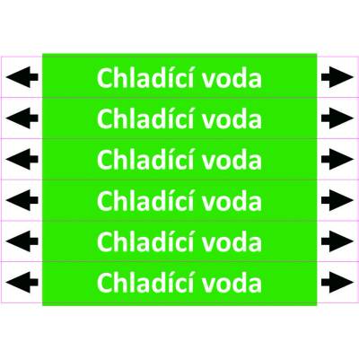 Grafiko | Chladící voda - dle ISO 20560 - Materiál Samolepící PVC folie, Rozměr aršík 6 ks 52x400 mm
