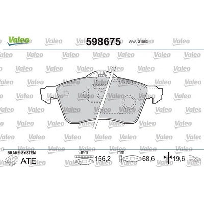 Sada brzdových platničiek kotúčovej brzdy VALEO 598675