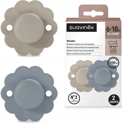 Suavinex cumlík Sx Pro fyziologický 2 ks Wonder Gray Clouds + Spring Lake