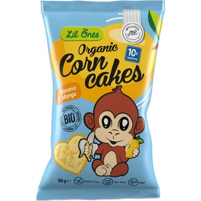 Lil Ones Пукан царевичен снакс сърца с банан и манго Без глутен 30г