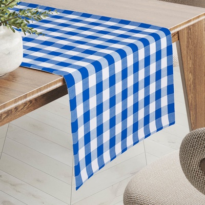 Biante Teflonový běhoun TF-070 Modro-bílá kostka 35x160 cm