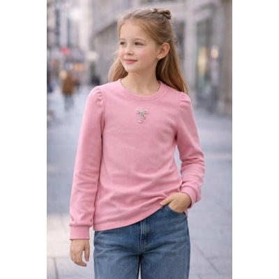 Fashionkids ružové tričko s ozdobnou mašľou ružová