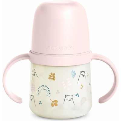 Suavinex Bear detská fľaša s držadlami 150 ml pink