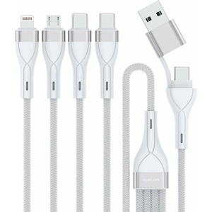 4smarts Универсален USB-C кабел с Lightning, microUSB и USB-C конектори (120 см) - 4smarts 4-in-2 Multi-Charging USB Cable (бял) (541024)