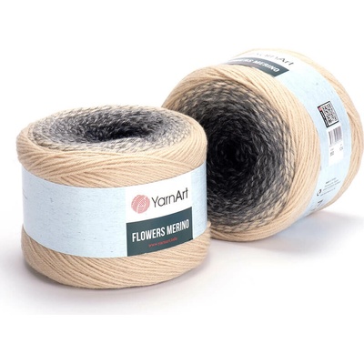 Yarn Art příze Flowers Merino 553 temně modrá, odstíny šedé, béžová