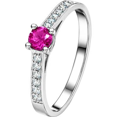 Zlaton Prsten bílé zlato s rubínem a diamanty N14012602099