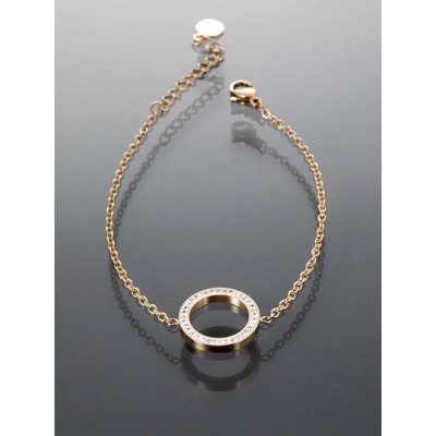 Prošperk zlatý náramek z chirurgické oceli s kolečkem a kamínky S0145