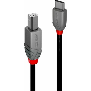 Lindy Кабел Lindy Anthra Line (36943), от USB-C(м) към USB-B(м), 3m, черен, 480Mbps (LNY-36943)