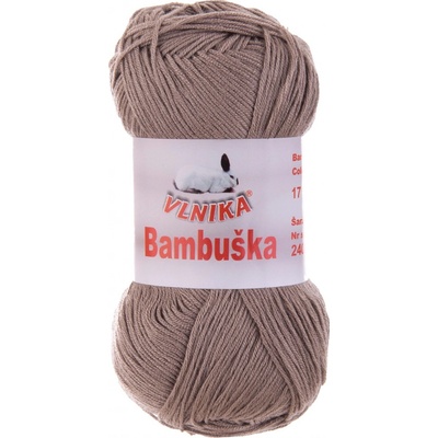 Pletací / háčkovací příze Vlnika BAMBUŠKA 17 kakaová, klasická, bambusová, 50g/205m