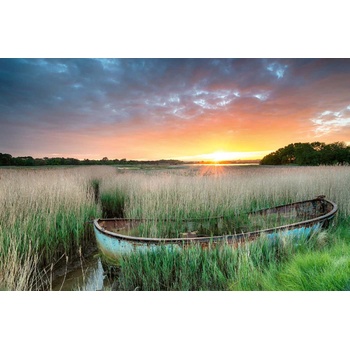 DIMEX ART s. r. o Флизелинов фототапет стара лодка в пристанището 375 x 250 см